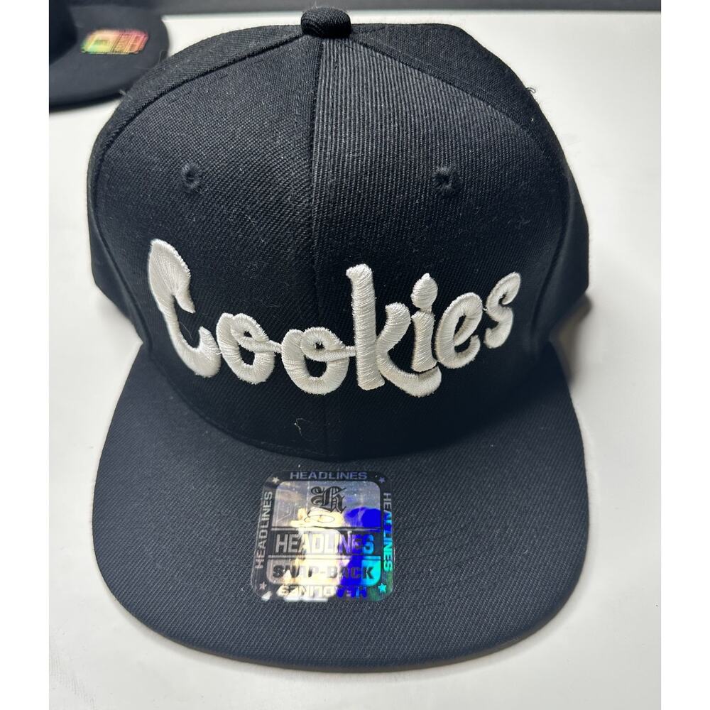 Headlines Cookies Embroidered Logo Snapback Black/White Men's Hat NEW - Picture 2 of 5
